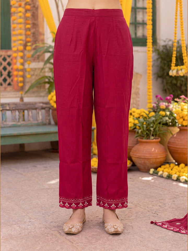 Mal Chanderi  Kurta Pant Dupatta Set