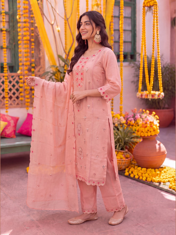 Silk Kurta Pant Dupatta Set