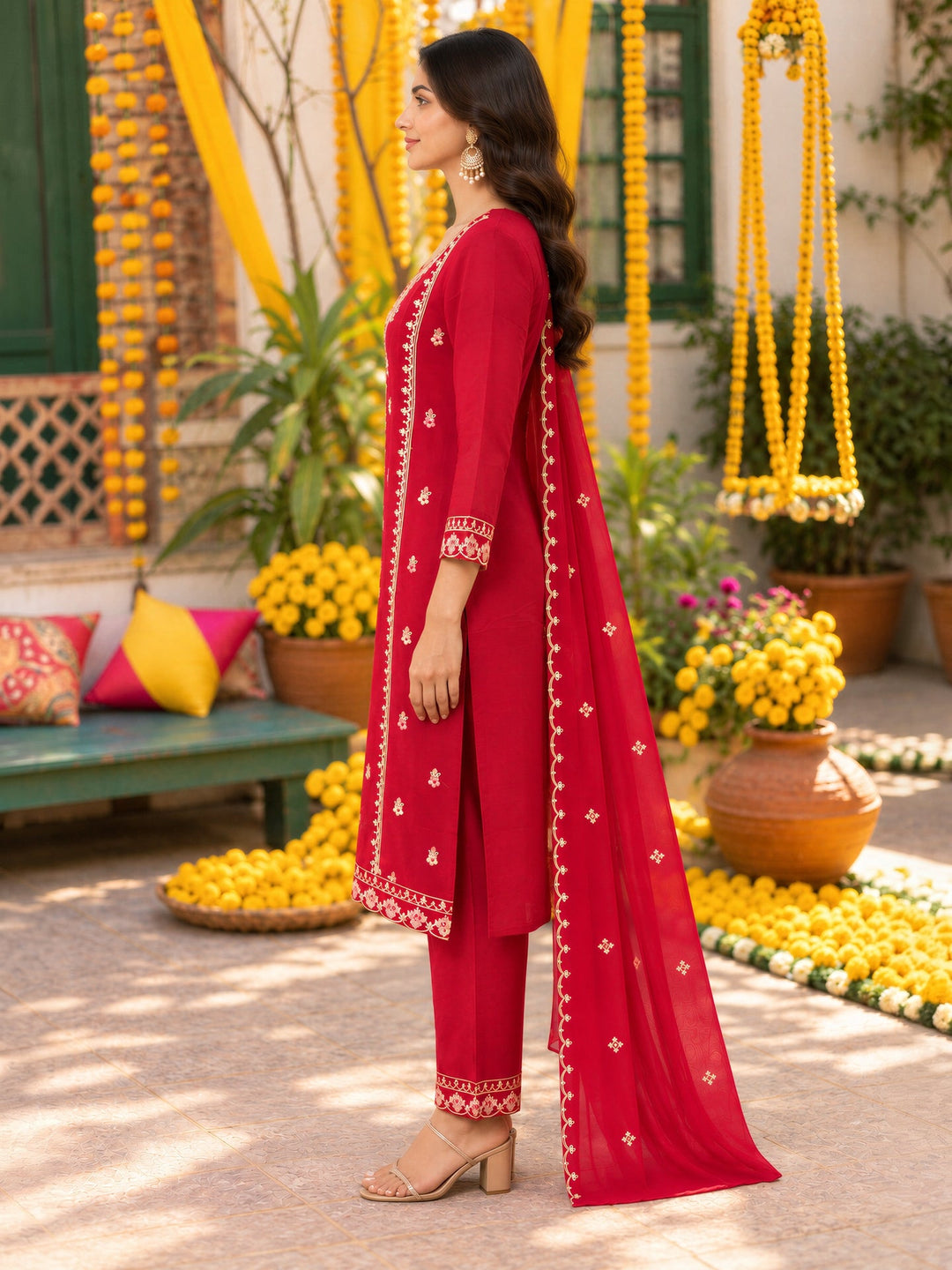 Silk Kurta Pant Dupatta Set
