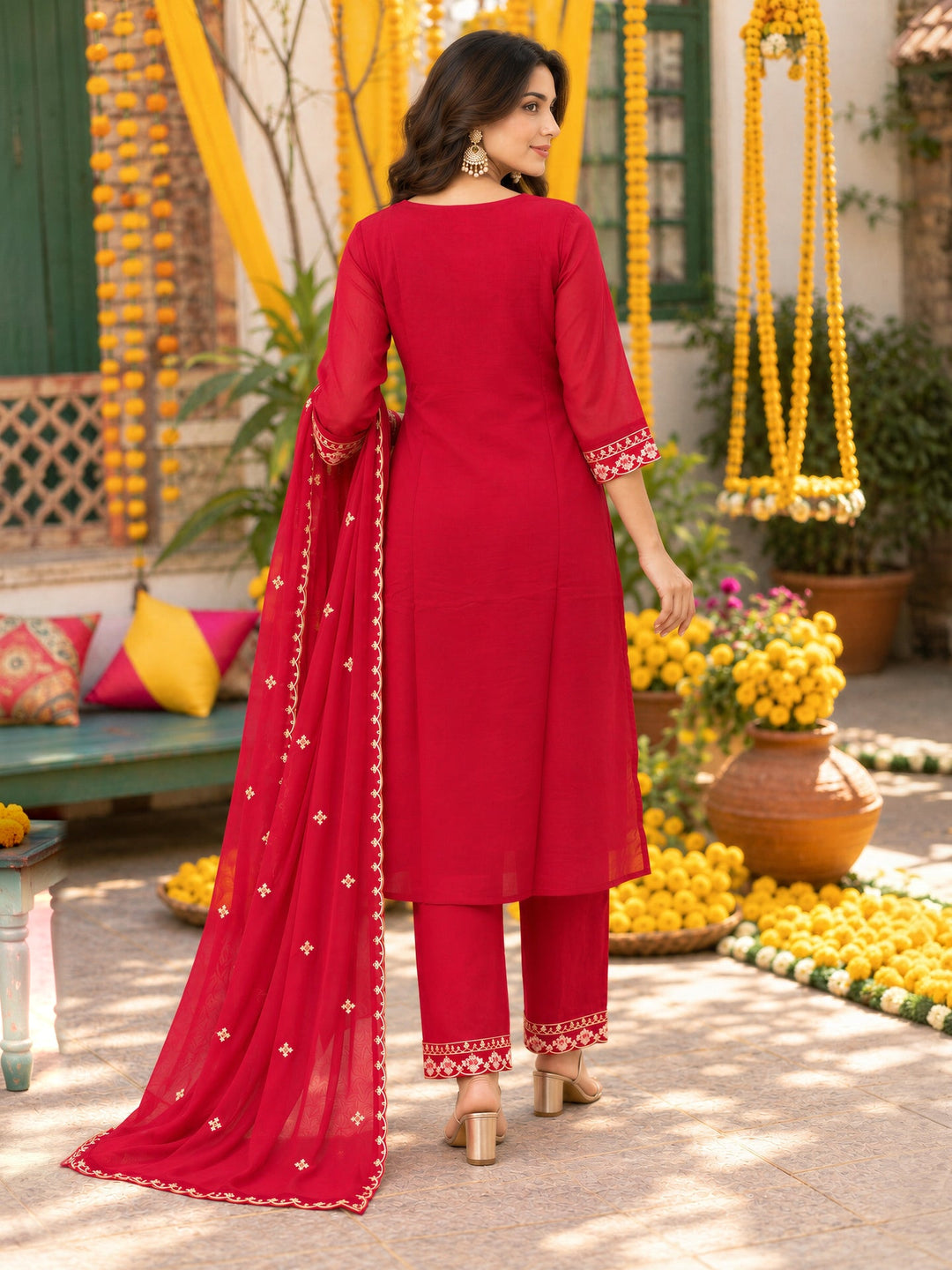 Silk Kurta Pant Dupatta Set