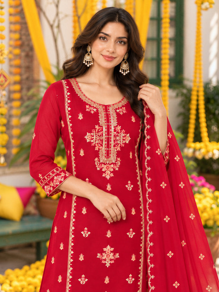 Silk Kurta Pant Dupatta Set