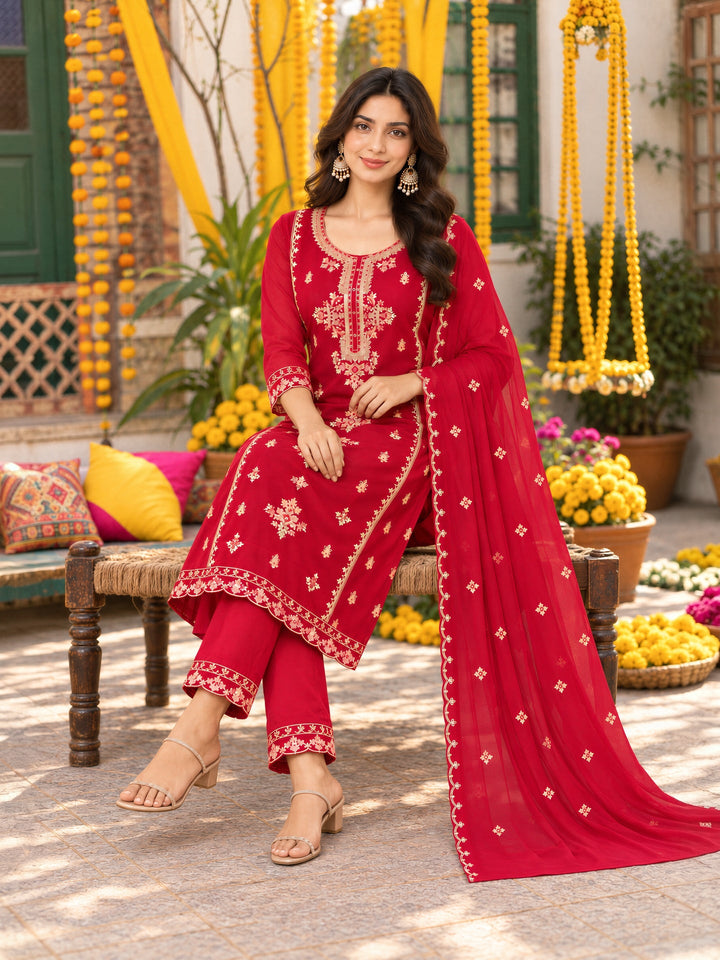 Silk Kurta Pant Dupatta Set
