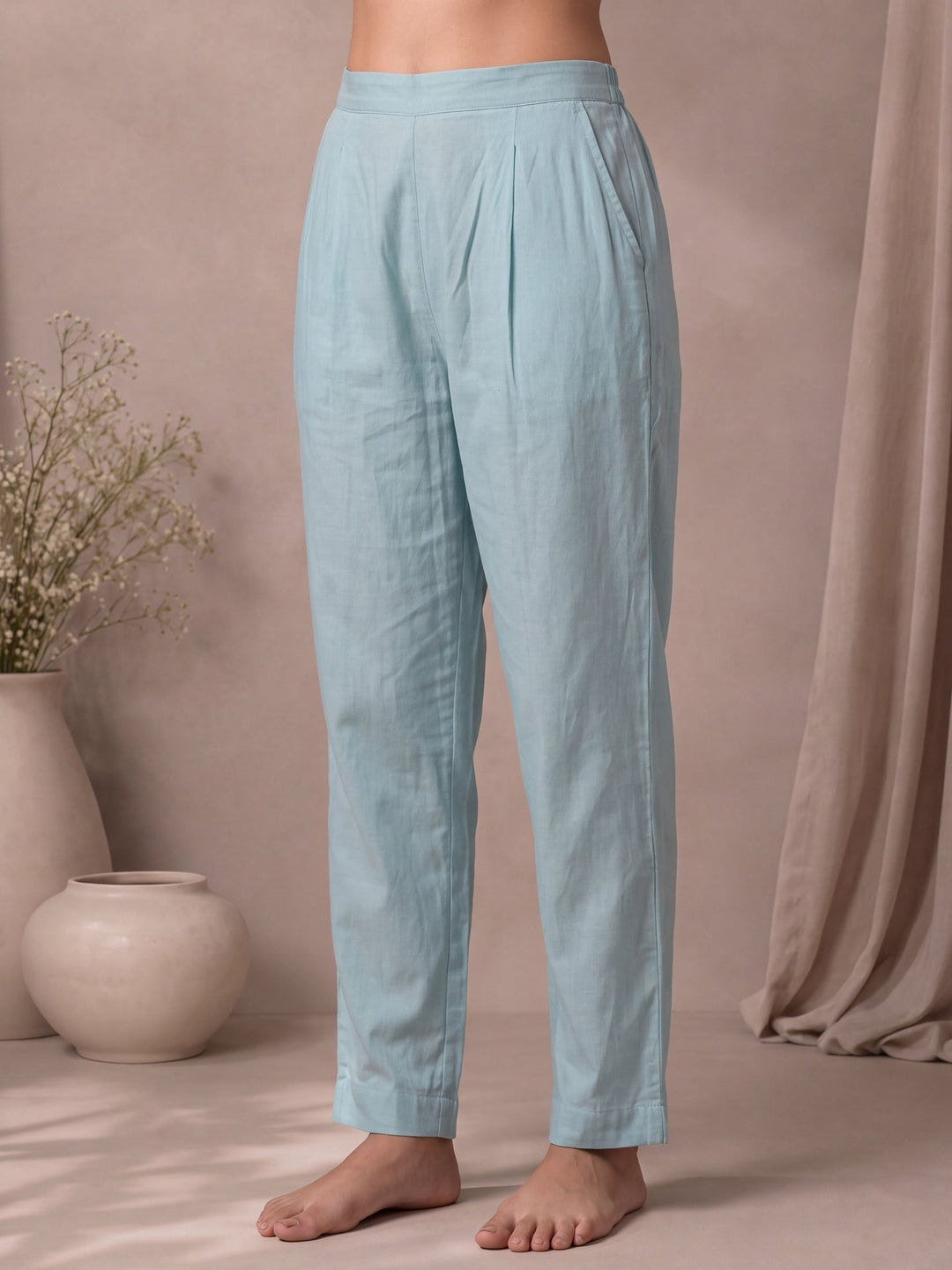 Mul Chanderi A-Line Kurta Pant Dupatta Set