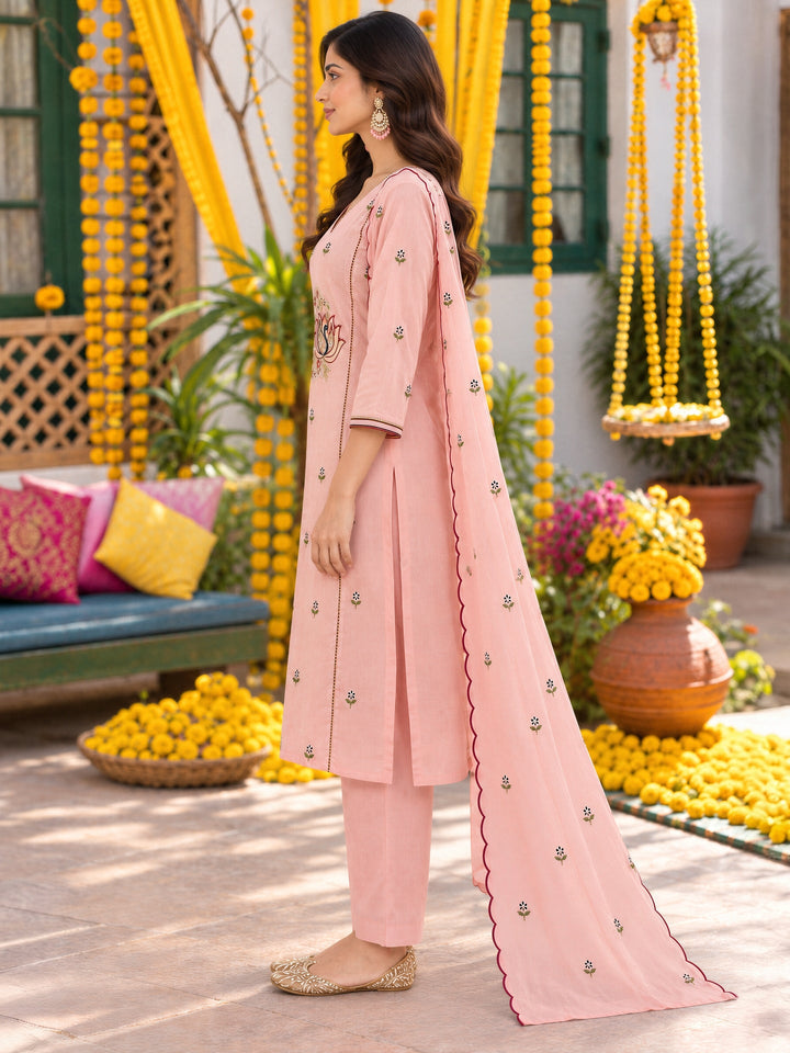 Mul Chanderi Flared Kurta Pant Dupatta Set