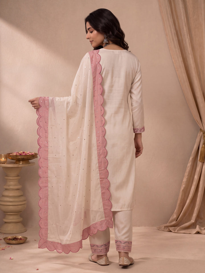 Hot Silk Straight Kurta Salwar Dupatta Set