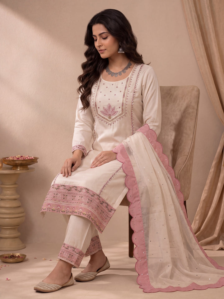 Hot Silk Straight Kurta Salwar Dupatta Set