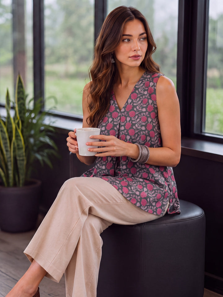 Cotton Sleeveless Flare Regular Top
