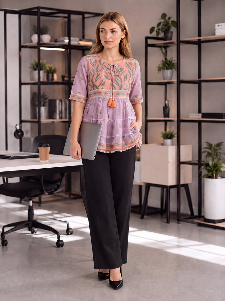 Cotton Tiered Peplum Top