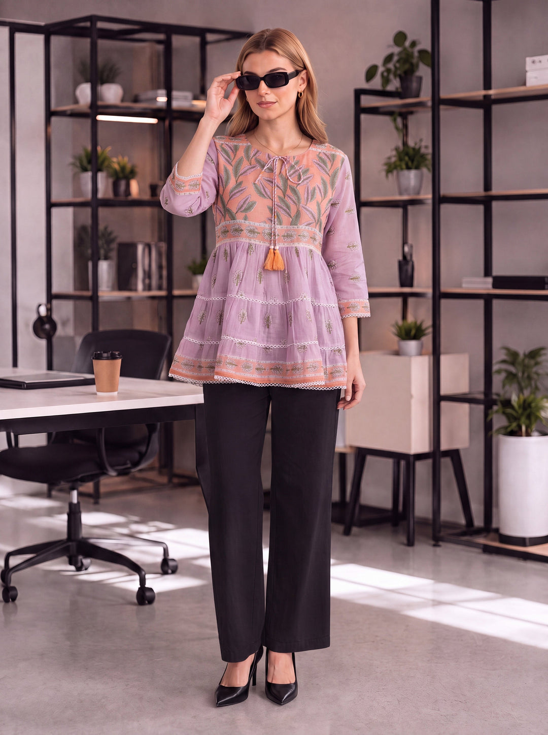 Cotton Tiered Peplum Top