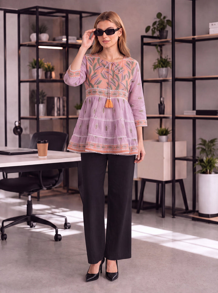 Cotton Tiered Peplum Top