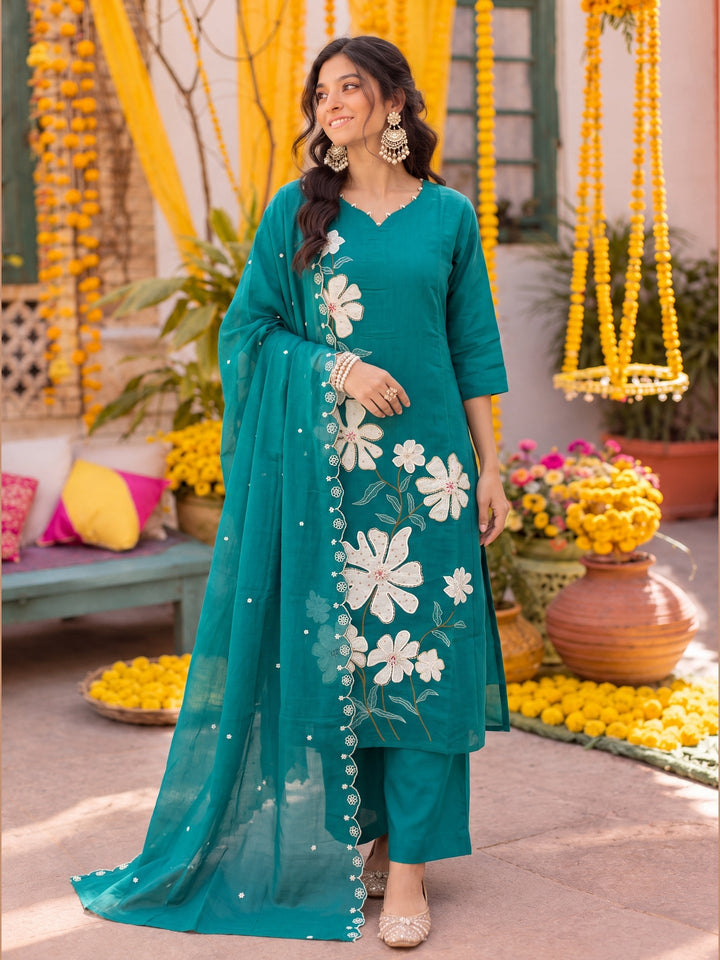 Mal Chanderi Kurta Dupatta Pant Set