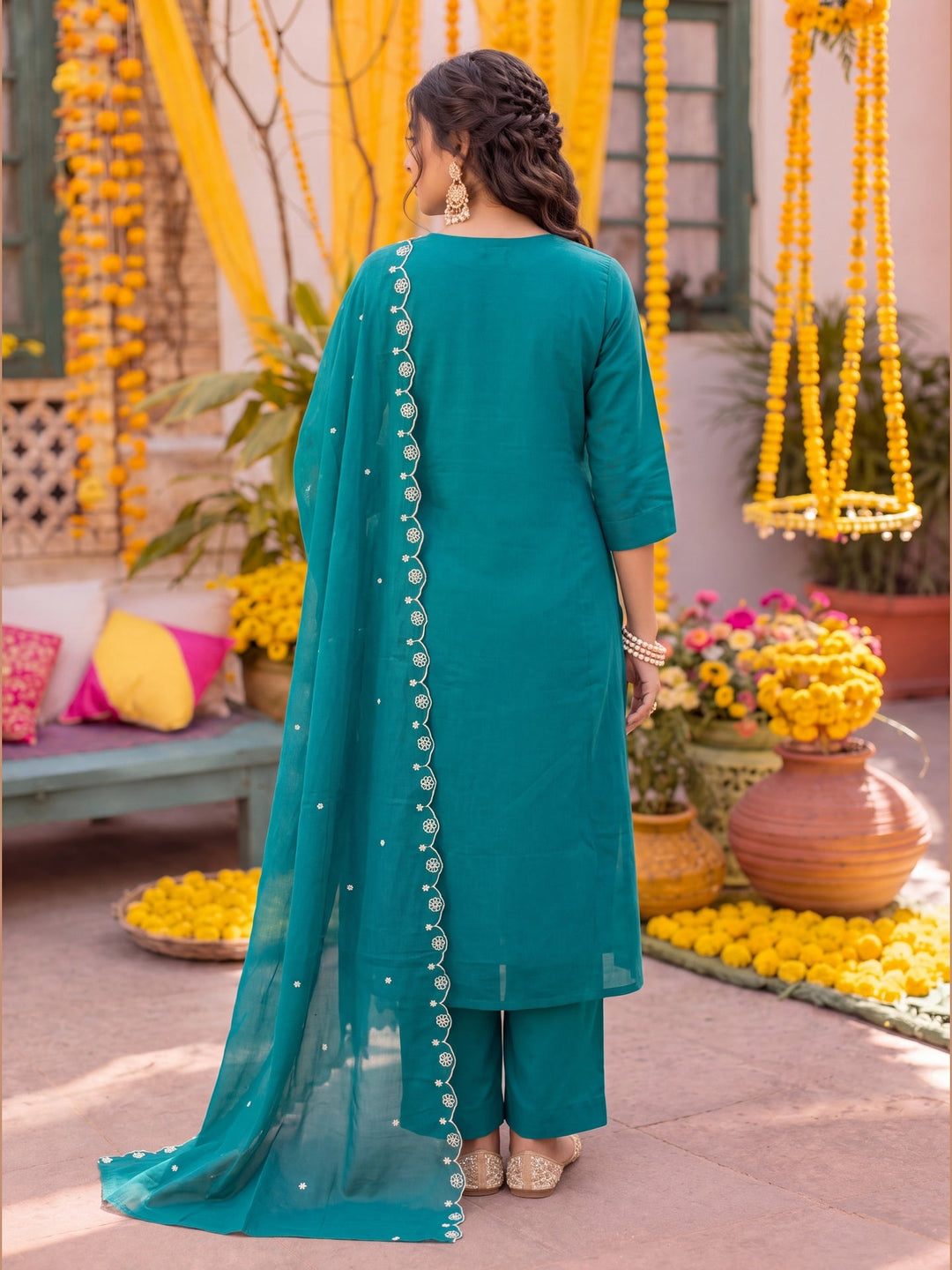 Mal Chanderi Kurta Dupatta Pant Set
