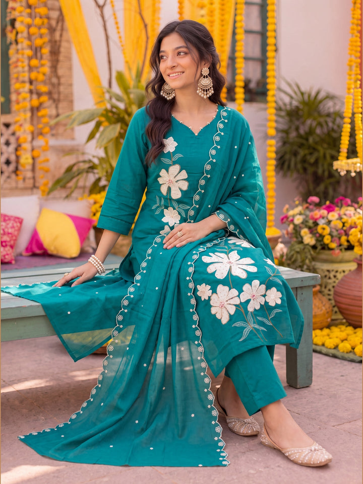 Mal Chanderi Kurta Dupatta Pant Set