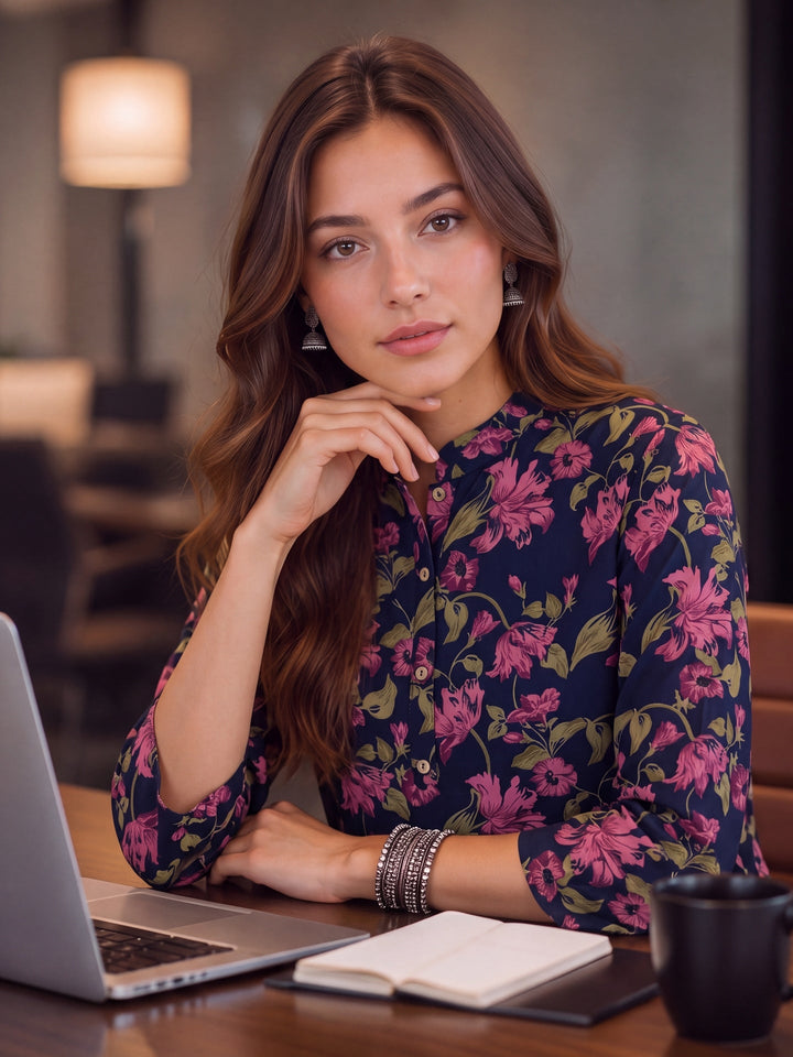 Cotton Mandarin Collar Top
