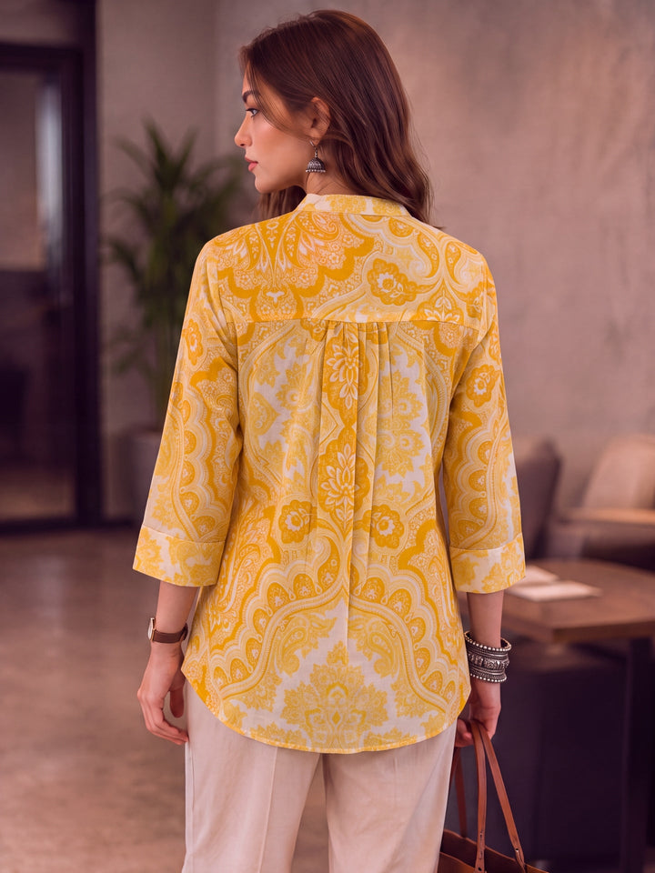 Cotton Mandarin Collar Top