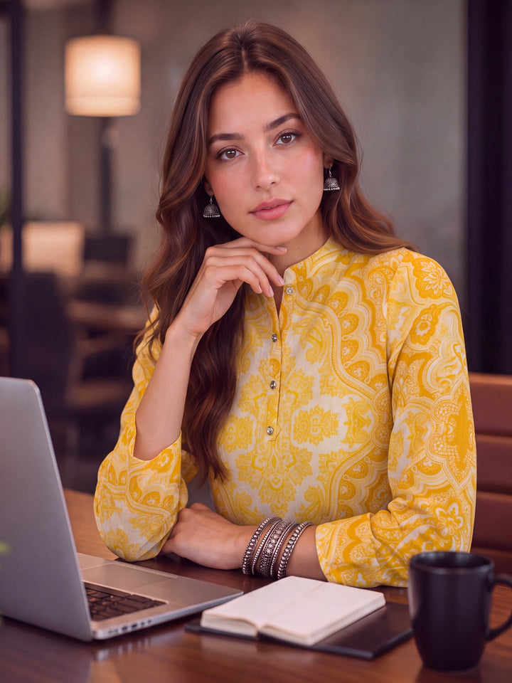 Cotton Mandarin Collar Top