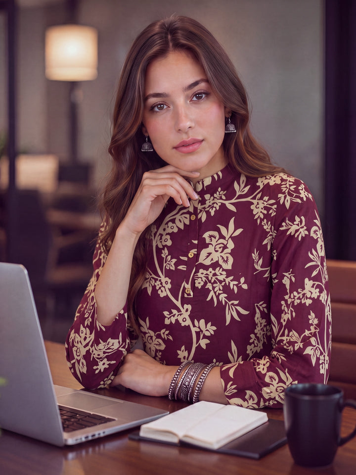 Cotton Mandarin Collar Top