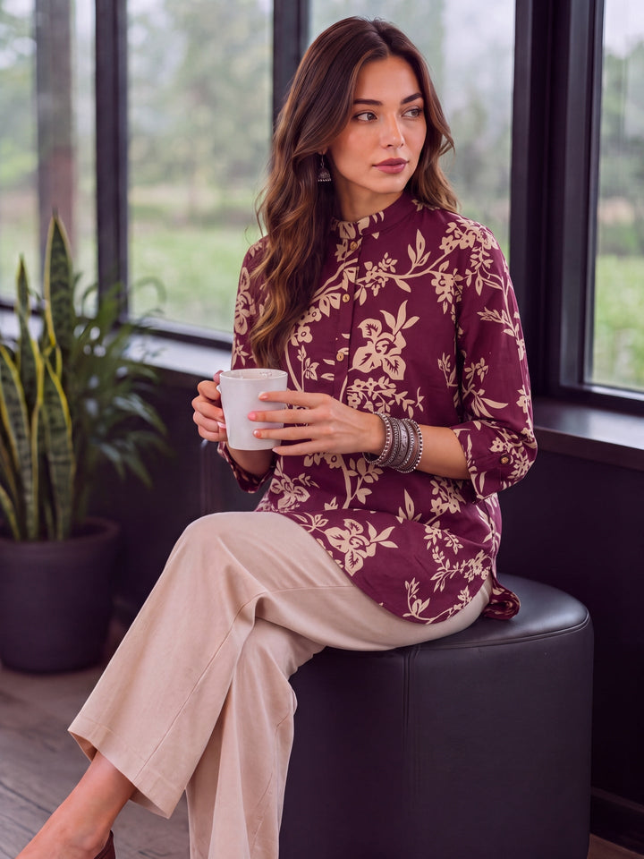 Cotton Mandarin Collar Top