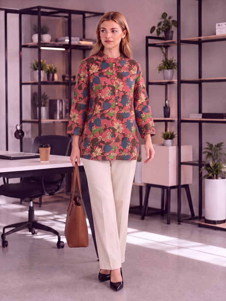 Cotton Mandarin Collar Top