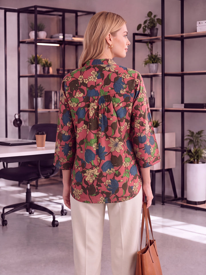 Cotton Mandarin Collar Top