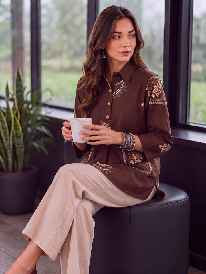 Cotton Knife Pleat Flare Sleeve Top