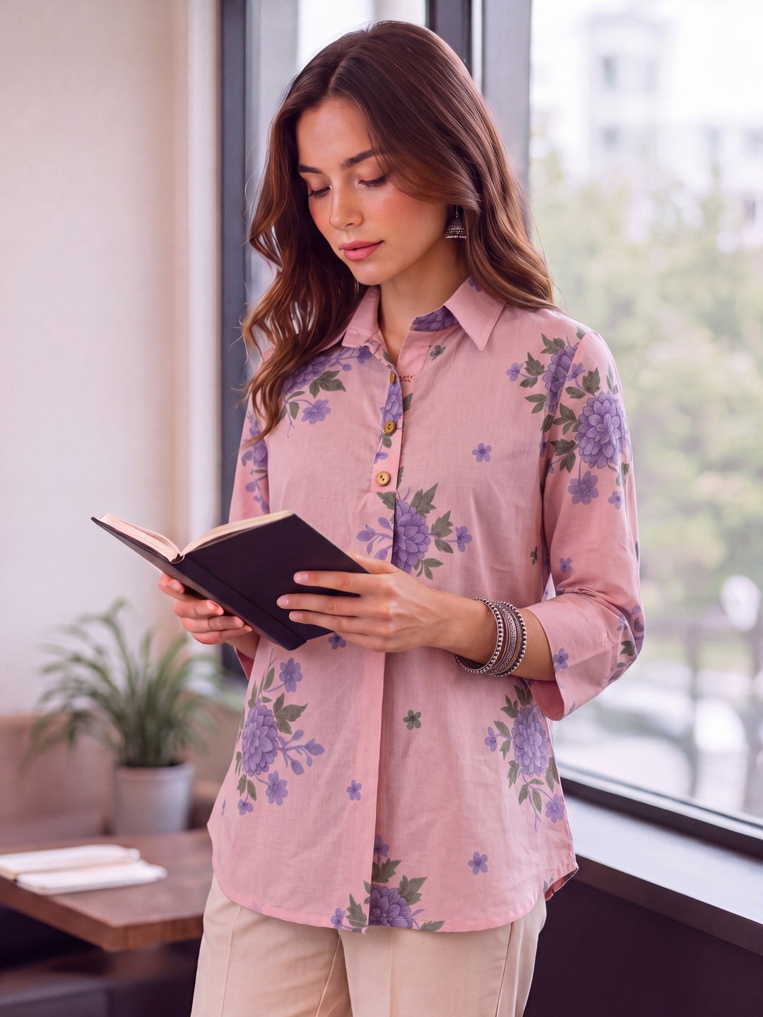 Cotton Knife Pleat Flare Sleeve Top
