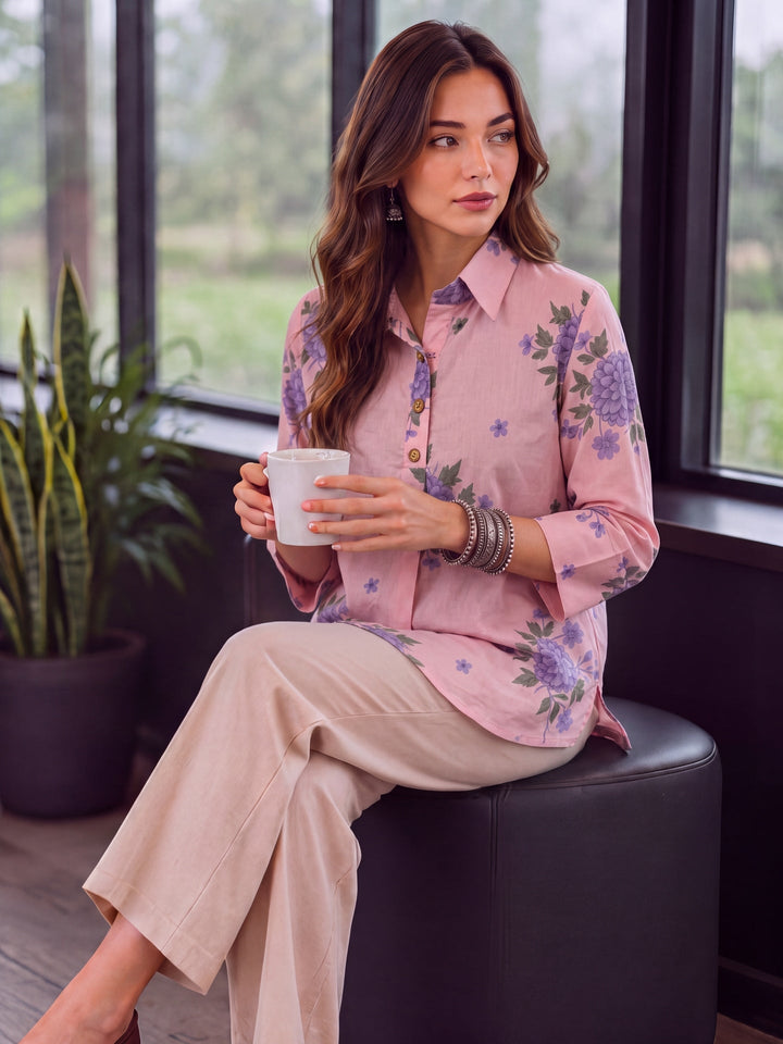 Cotton Knife Pleat Flare Sleeve Top