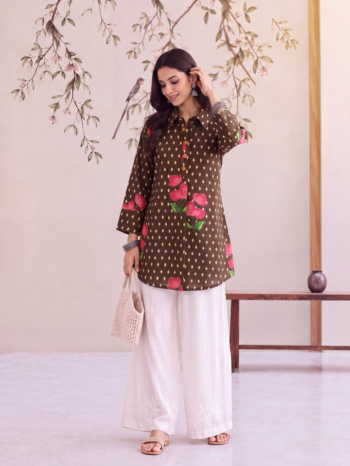 Cotton Knife Pleat Flare Sleeve Top