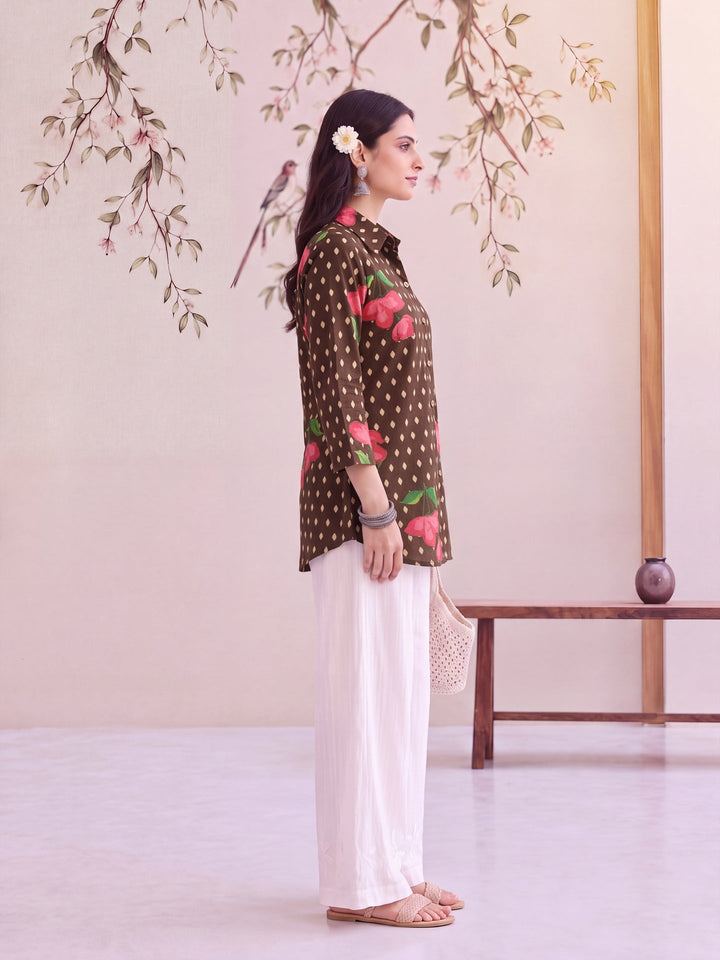 Cotton Knife Pleat Flare Sleeve Top