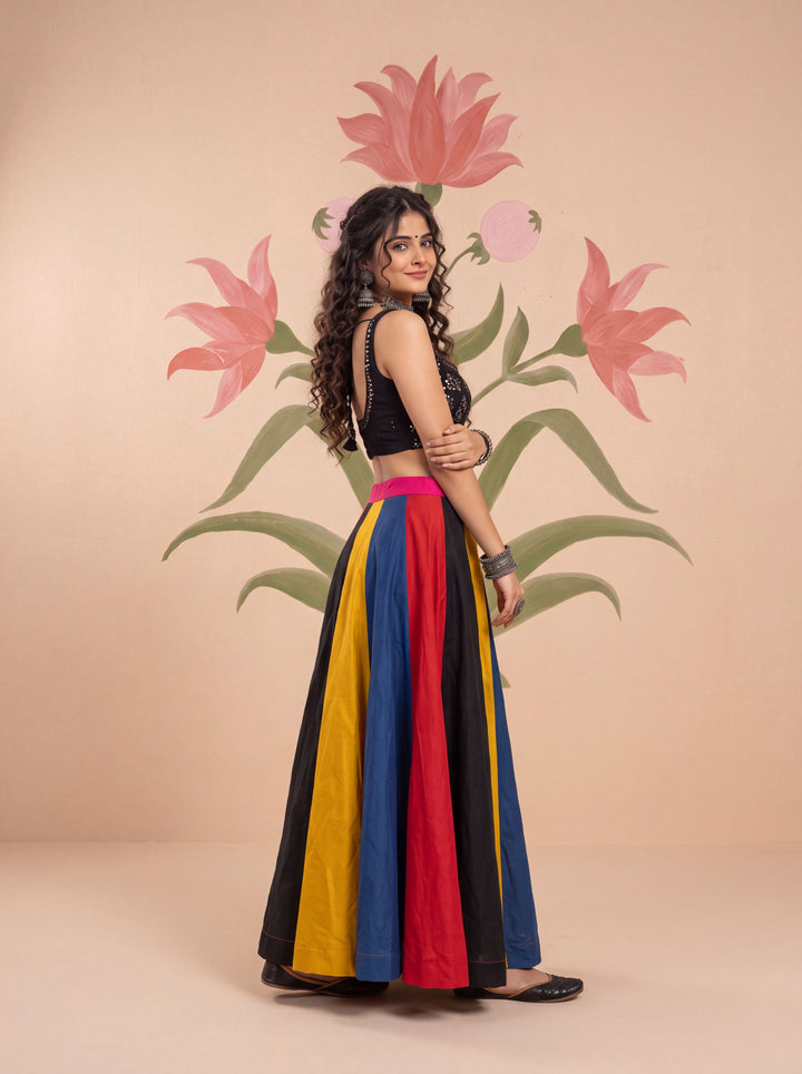 Flared Silk Blend Maxi Skirt