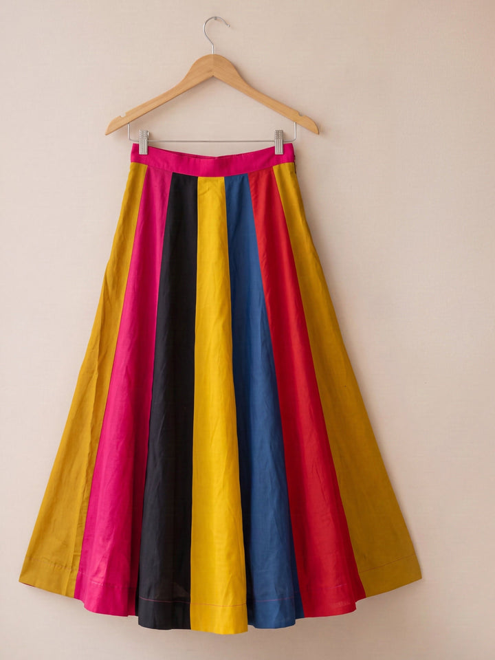 Flared Silk Blend Maxi Skirt