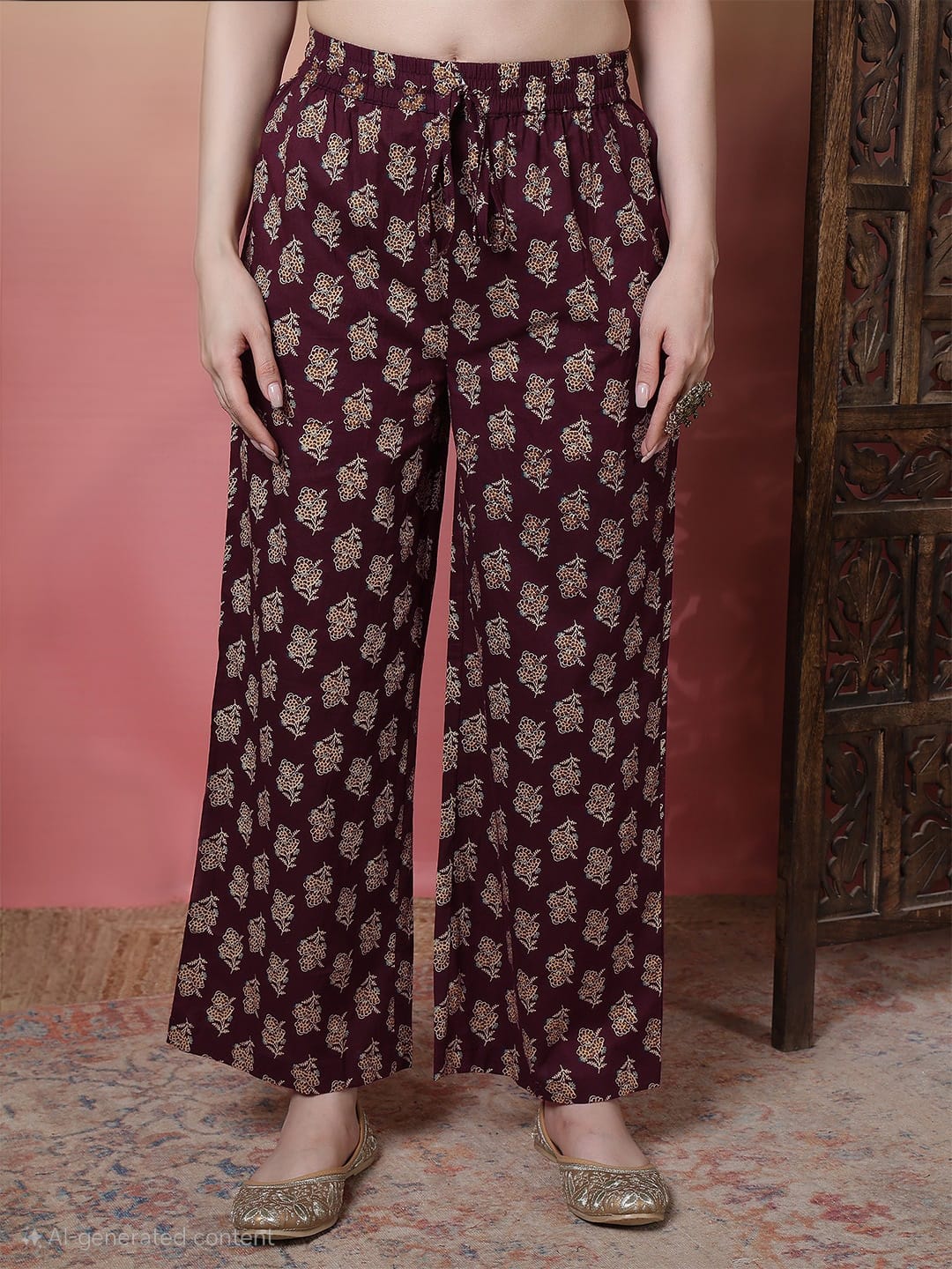 Cotton Calf Length Printed 3/4 Sleeves Round Neck Anarkali Kurta Bottom With Dupatta