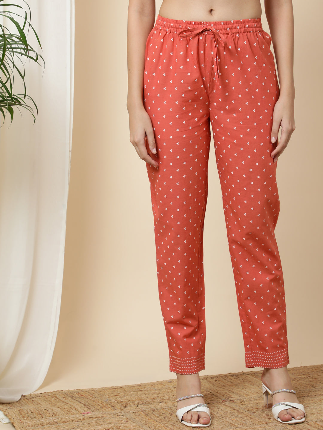 Cotton  Calf Length Printed Straight 3/4 Sleeves Round Kurta Bottom Dupatta Set