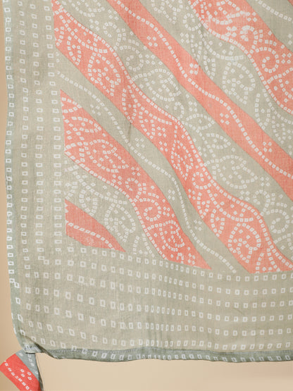 Cotton  Calf Length Printed Straight 3/4 Sleeves Round Kurta Bottom Dupatta Set