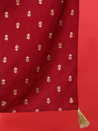 Rayon Calf Length Solid Flared 3/4 Sleeves Round Neck Kurta Bottom Dupatta Set (Preorder)