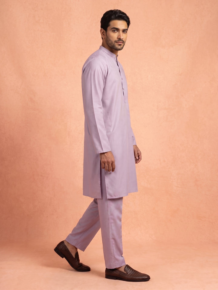 Men Silk Blend Solid Kurta Pyjama Set