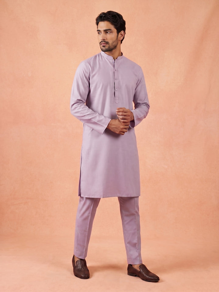 Men Silk Blend Solid Kurta Pyjama Set