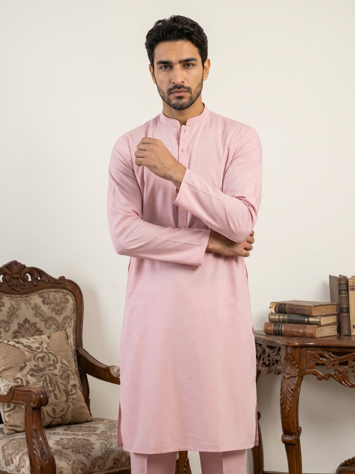 Men Silk Blend Solid Kurta Pyjama Set