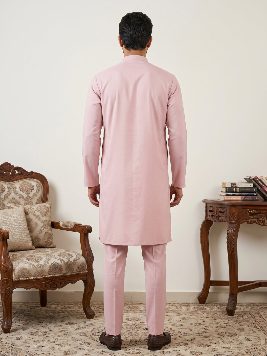 Men Silk Blend Solid Kurta Pyjama Set