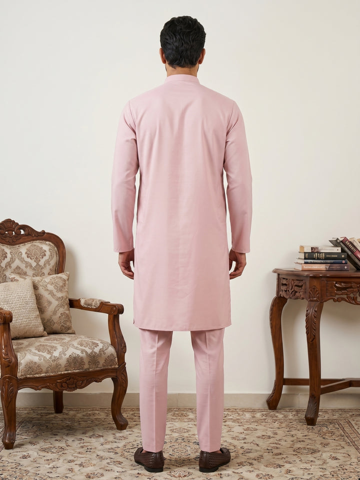 Men Silk Blend Solid Kurta Pyjama Set
