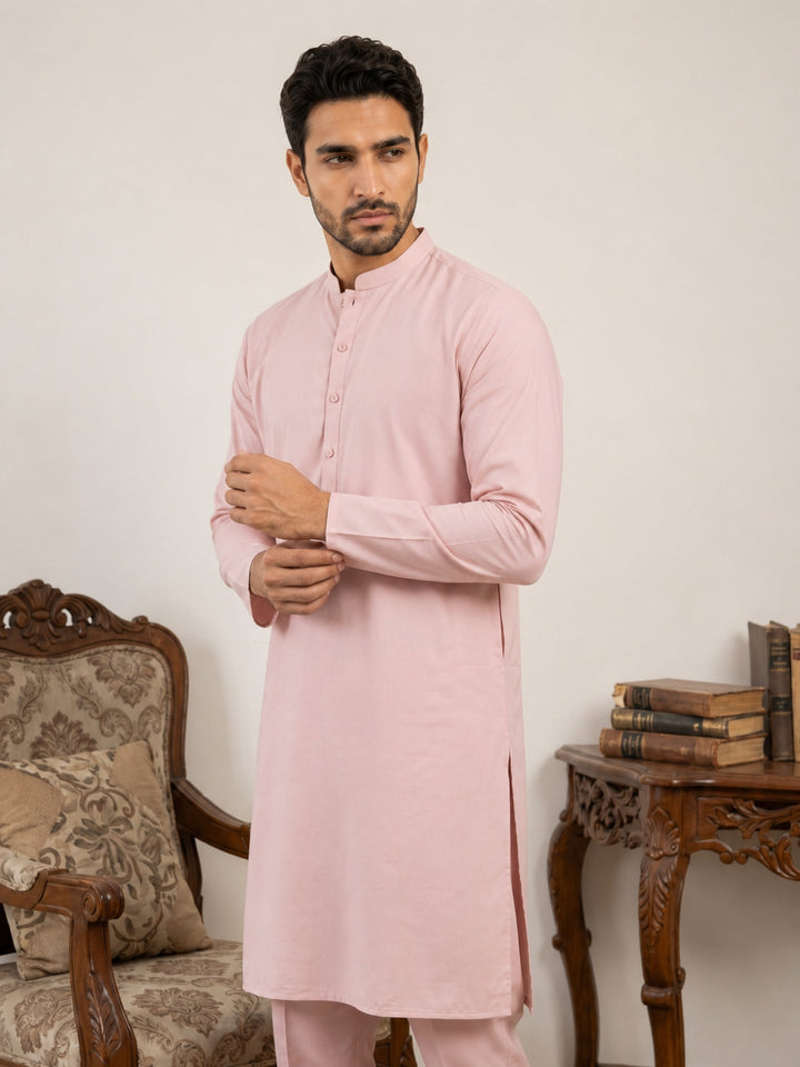 Men Silk Blend Solid Kurta Pyjama Set