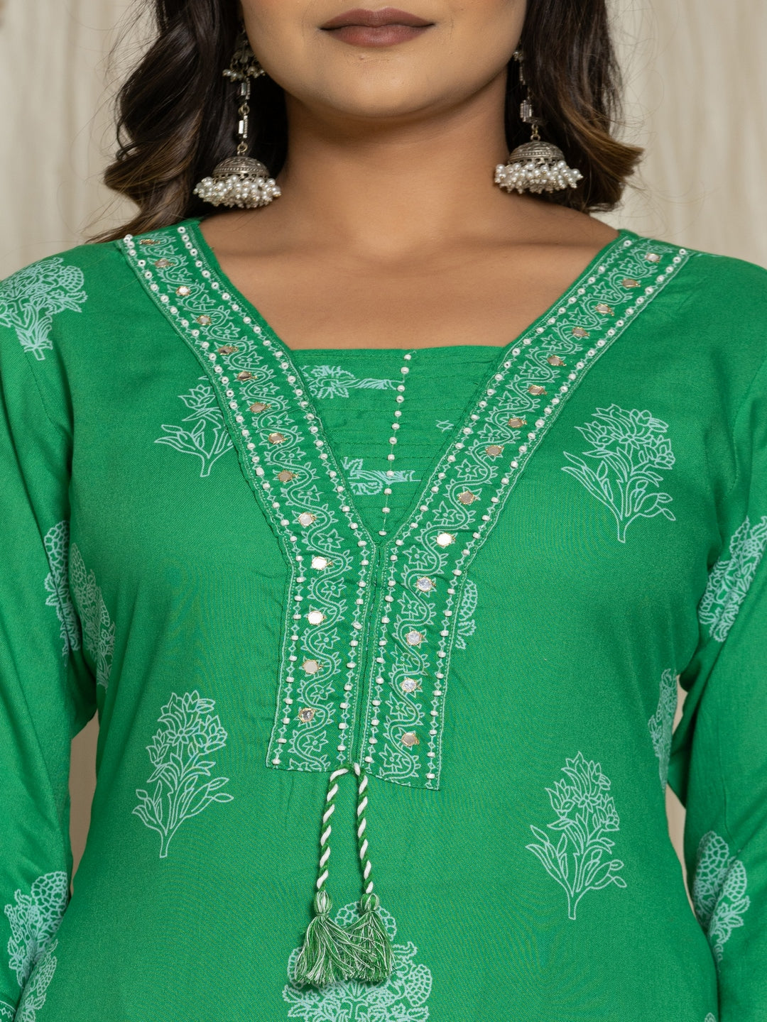 Floral Print Rayon Straight Kurta Set with Trousers &amp; Dupatta