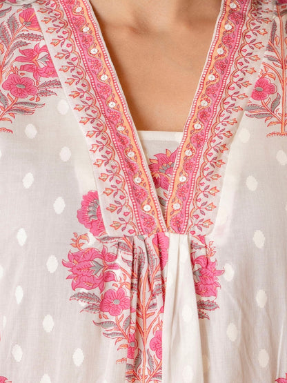 Cotton A-Line Kurta, Palazzo & Dupatta Set