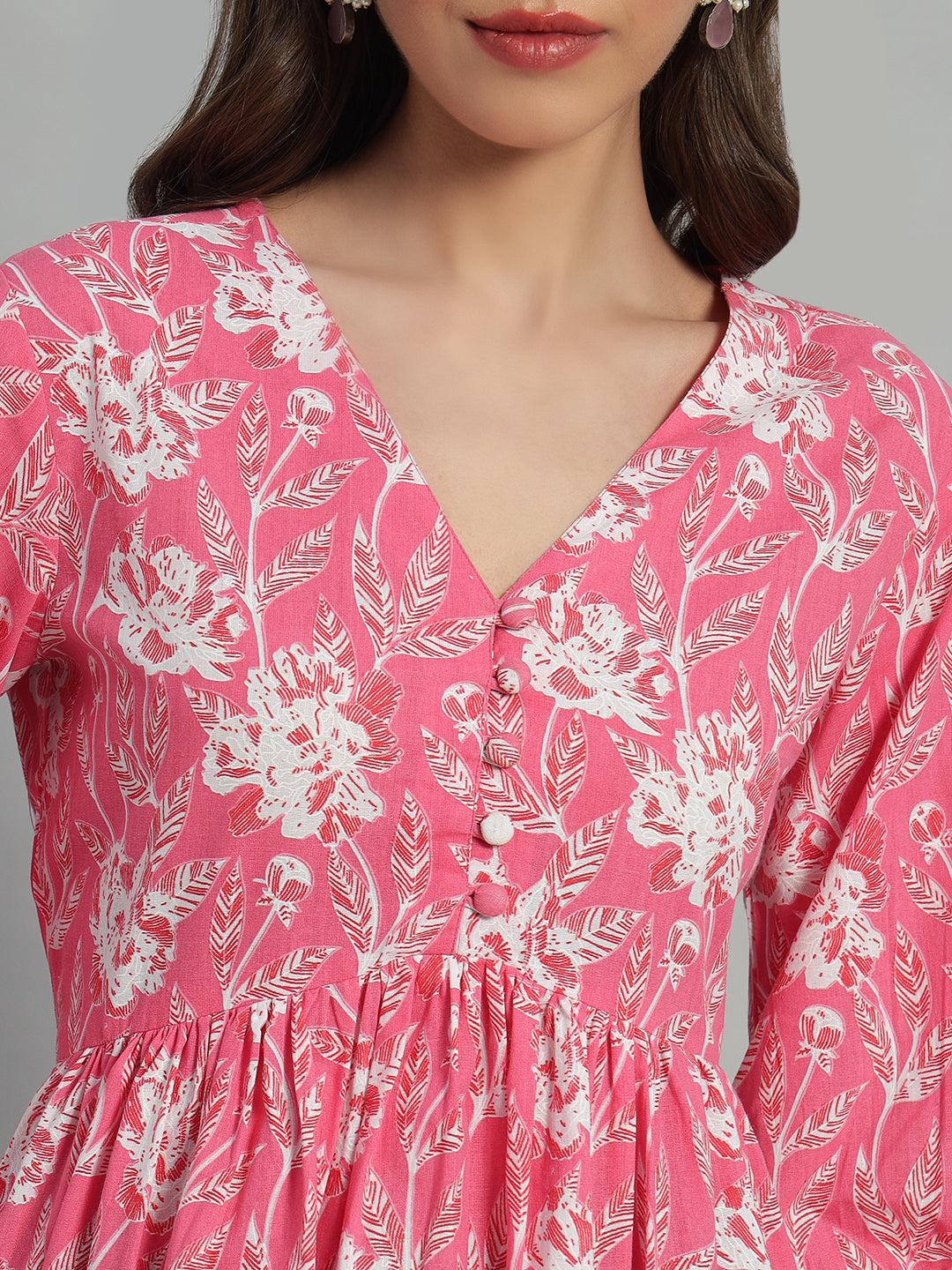 Cotton Printed V-Neck Top