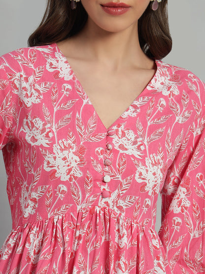 Cotton Printed V-Neck Top
