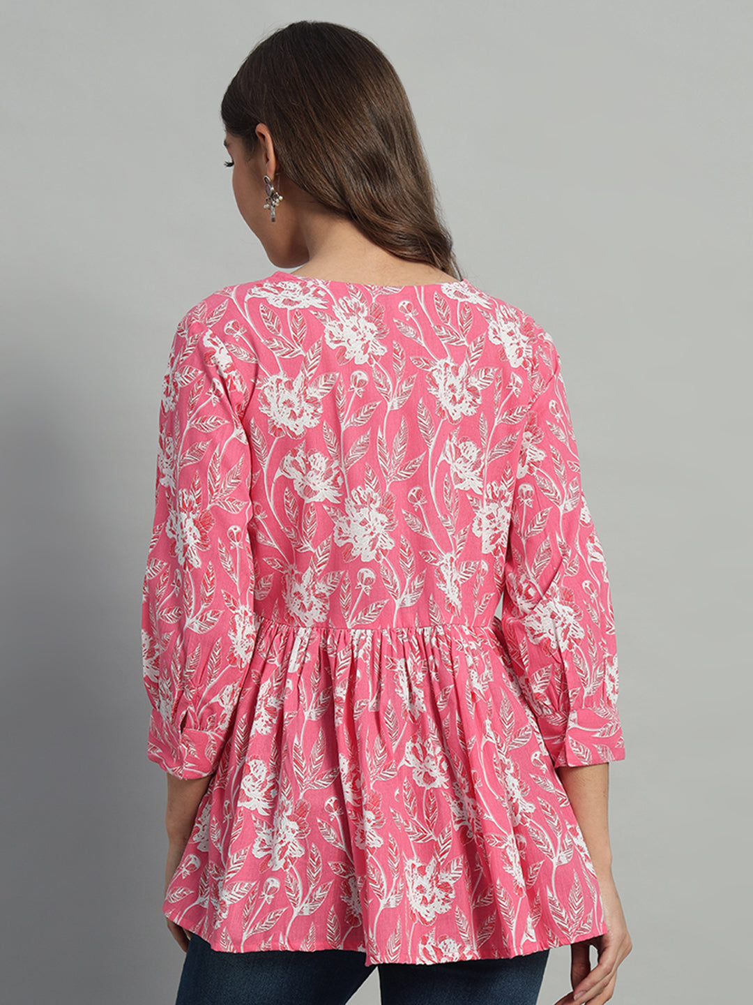Cotton Printed V-Neck Top