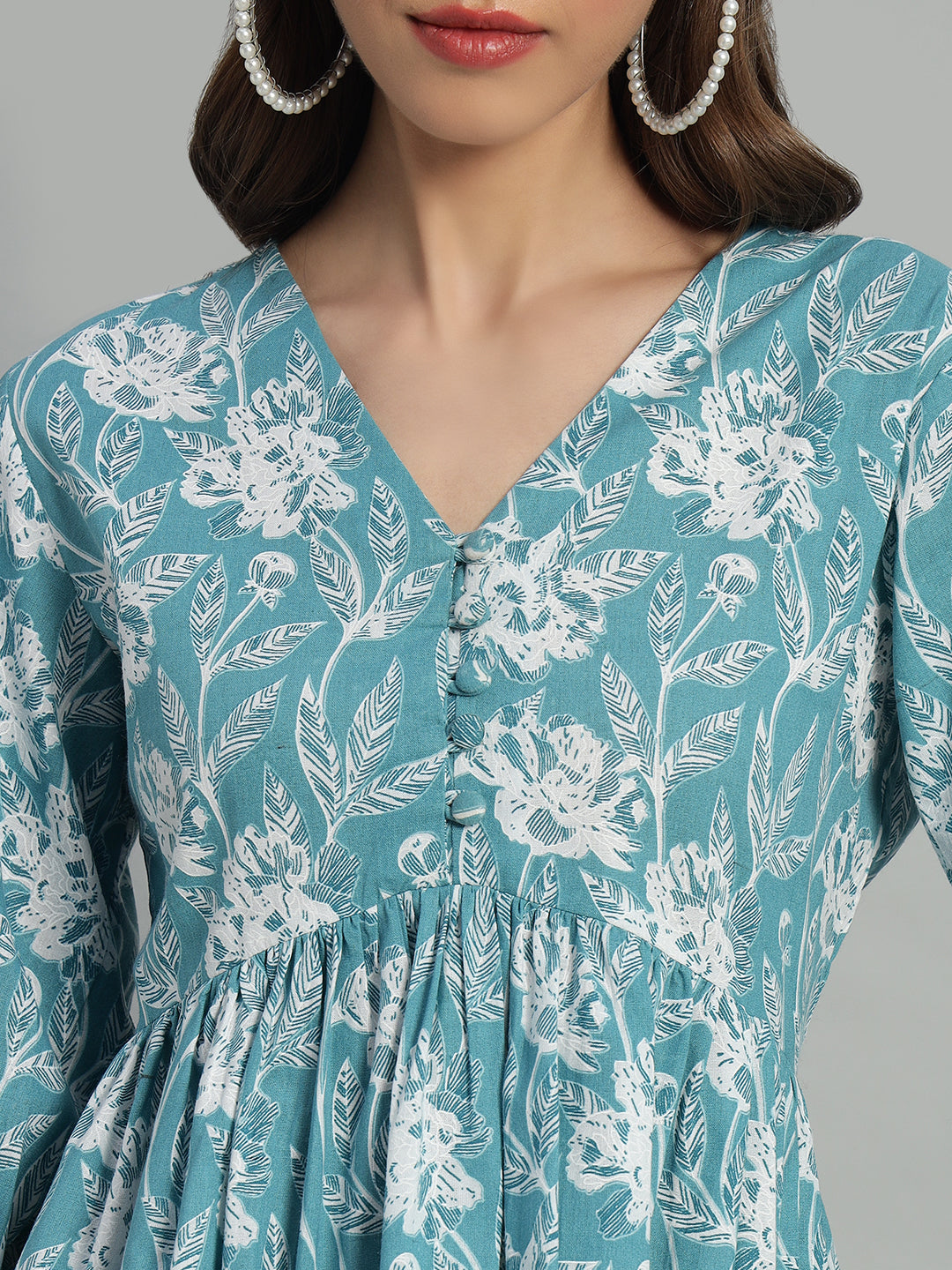 Cotton Printed V-Neck Top