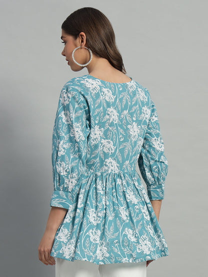 Cotton Printed V-Neck Top