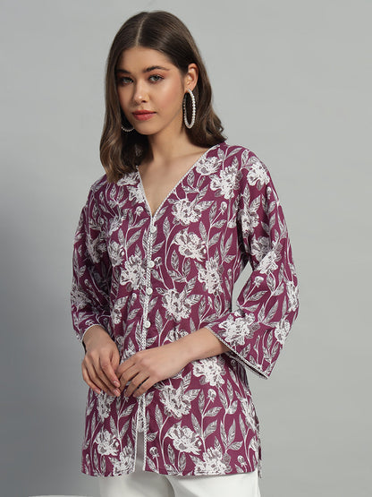 Cotton Printed Button-Down Top