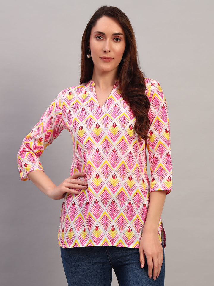Pink Printed Cotton Tops &amp; Tunic